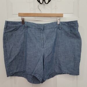 Lands' End  Mid Rise Light Blue Chambray Shorts 24w